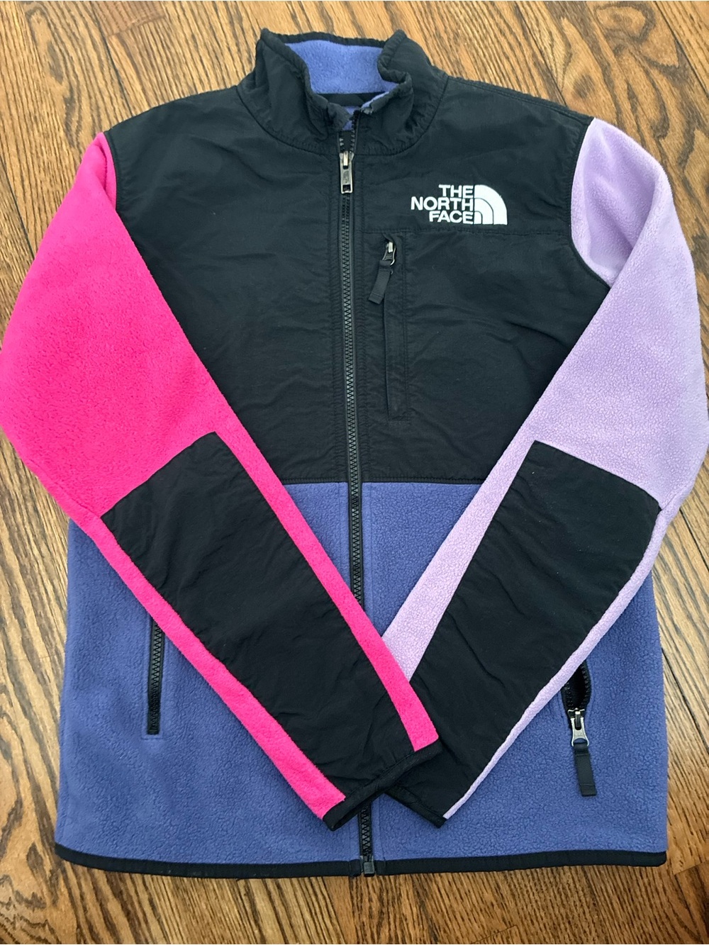 The North Face Girls' Colorblock Fleece Jacket - Black, Pink & Lavender